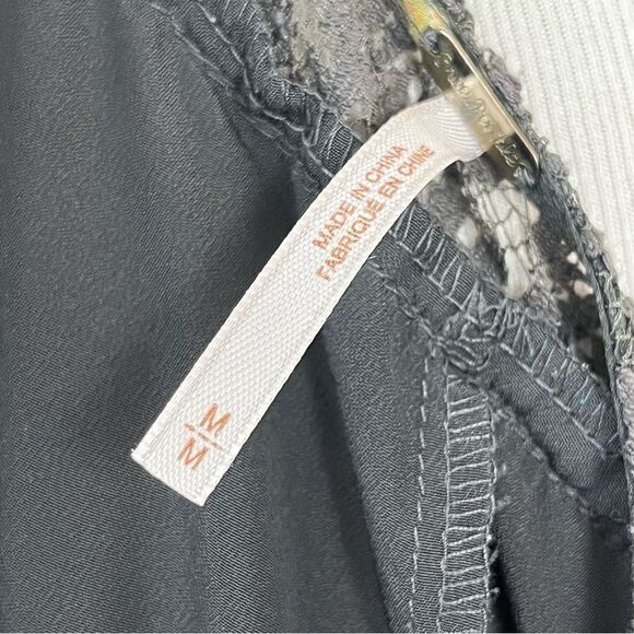 Free People Floral Trapeze Swing Dress Gray Yellow M - Picture 7 of 8